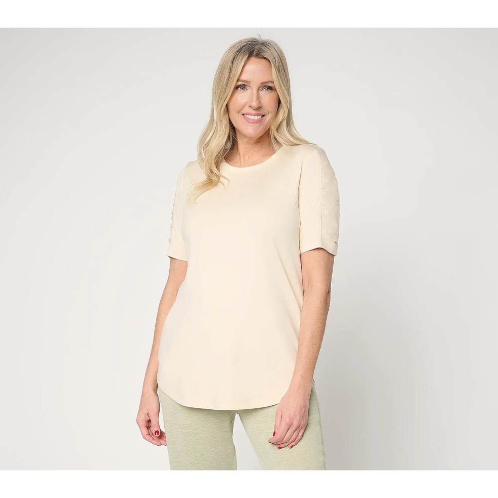 Denim & Co. Active Regular Cool to the Touch Jersey Tunic Heather‎ L   {#509-T